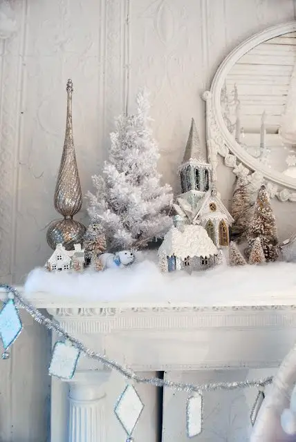 Romantic Christmas Decor: White and Silver Ornaments