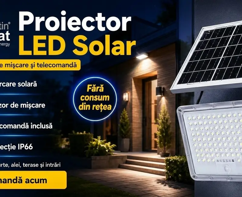 Proiector LED Solar cu Senzor de Mișcare 100W: Avantajele față de un Proiector Solar Obișnuit în 2026