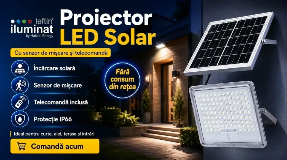 Proiector LED Solar cu Senzor de Mișcare 100W: Avantajele față de un Proiector Solar Obișnuit în 2026