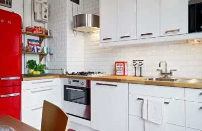 Scandinavian Simplicity with Red Accents