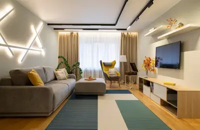 Modern 2-Bedroom Apartment with Yellow Accents