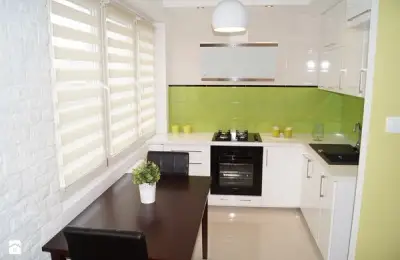 Small Kitchen Design with Green Accents
