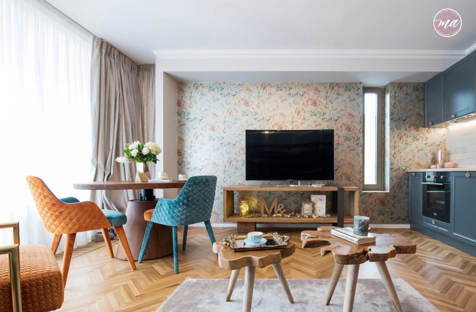 59 sqm Apartment Design: Eclectic Style with Exotic Influences