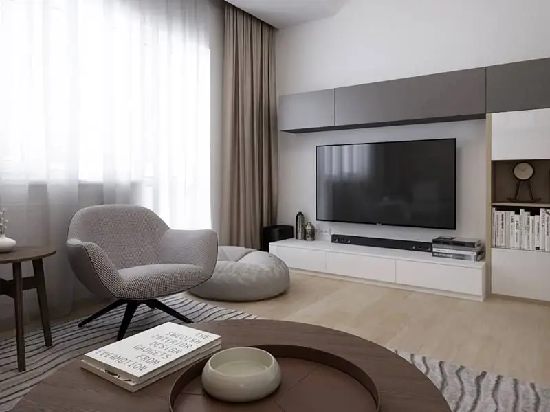 Amenajare de living cu bucatarie integrata