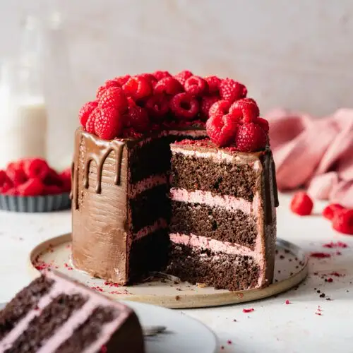 Prăjitură vegană cu ciocolată și zmeură – desert fin, cremos și ușor de preparat