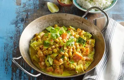 Romanian Curry with Spring Greens and Chickpeas