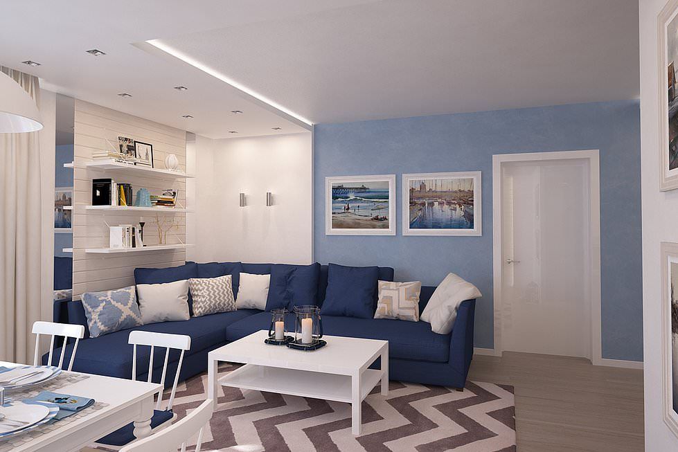 Designing a Living Room in Shades of Blue