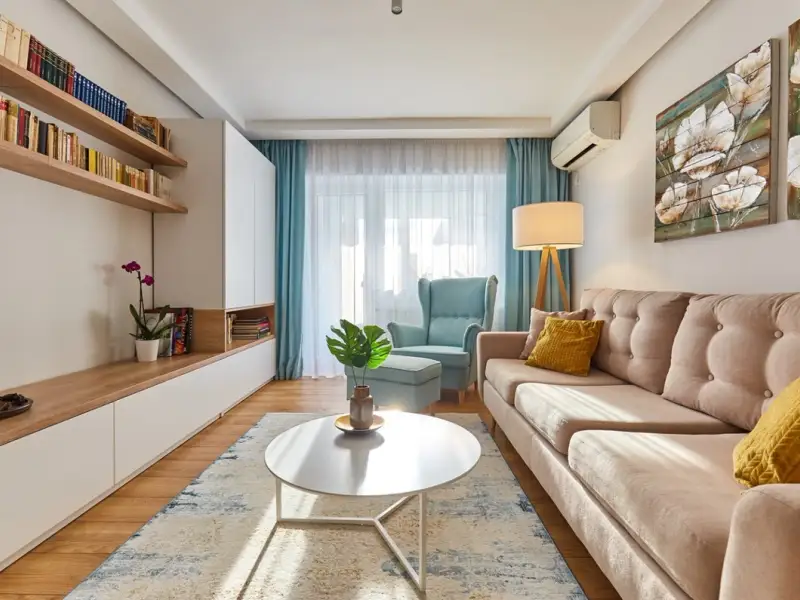 Amenajare moderna cu mult lemn natur Apartament de 4 camere din Bucuresti