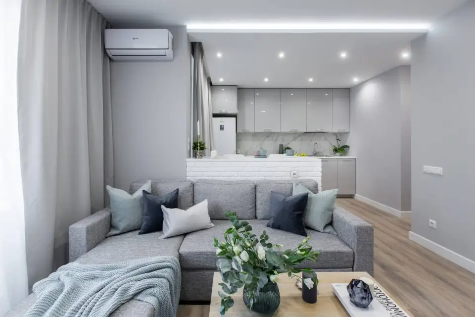 A Relaxing Interior with a Minimalist Design for a 40 sq m Space