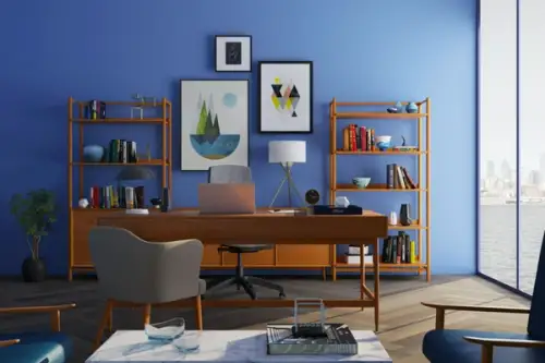 Amenajarea biroului din sufragerie în stil modernist-minimalist