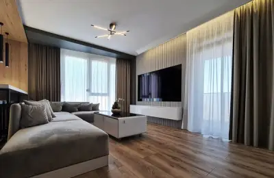 Three-Bedroom Apartment Design in a Contemporary Style with Many Wood Accents
