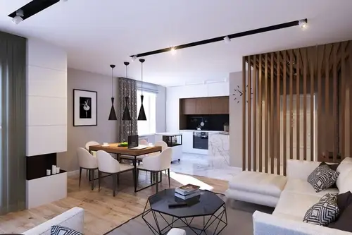 Apartament open space un design geometric cu stil