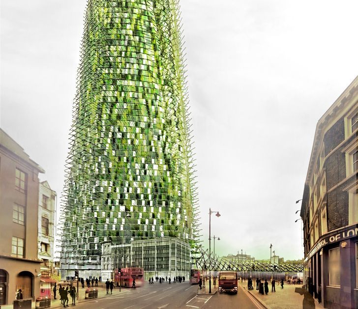 A Green Skyscraper Made from Residents' Waste in London