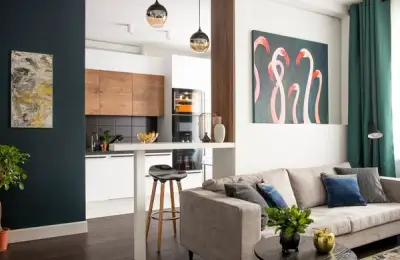 Dark Colors in the Design of a Two-Bedroom, 50 Square Meter Apartment