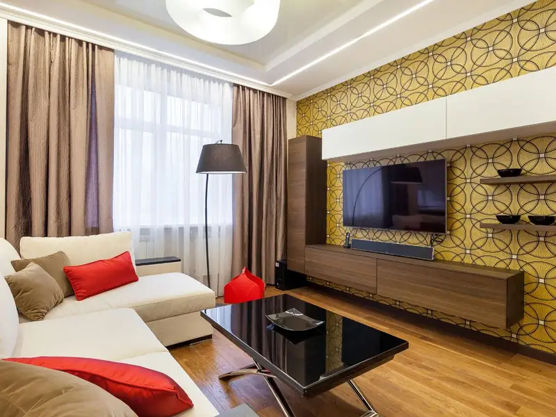 Design modern cu accente de culoare intr-un apartament de 2 camere
