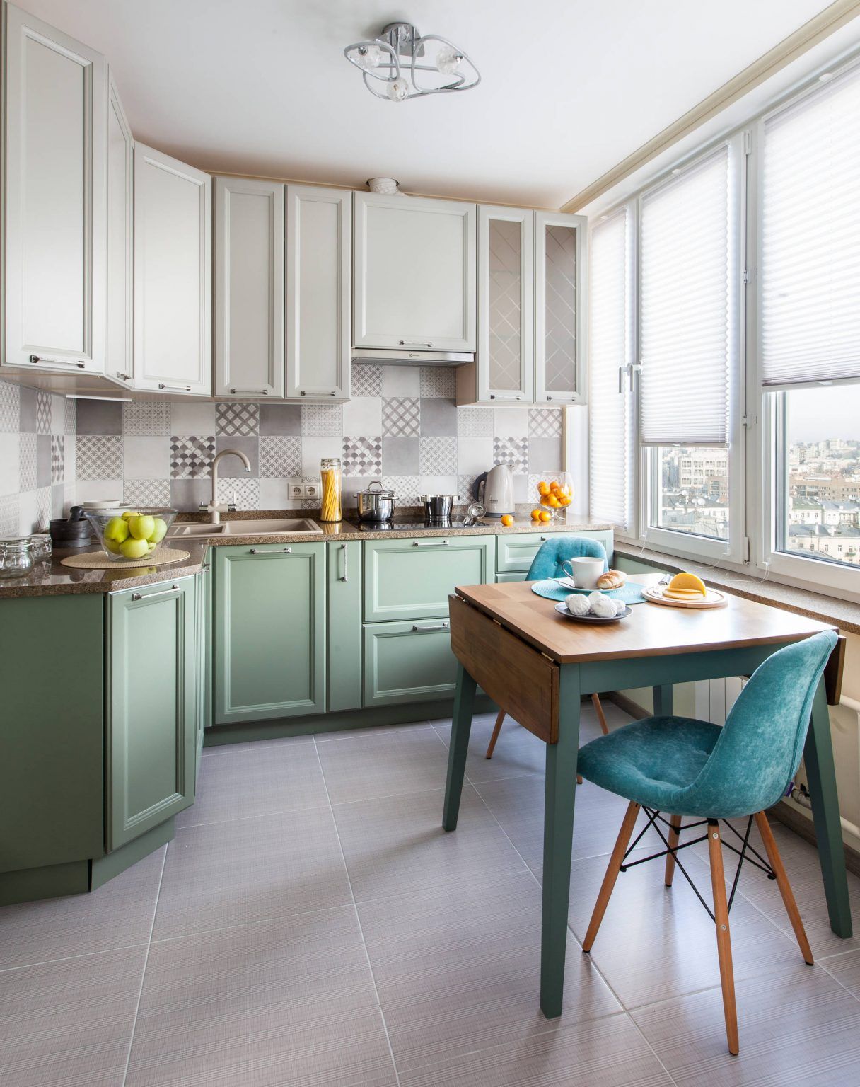 A Two-Bedroom Apartment with Turquoise Accents