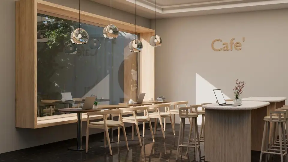 Amenajarea unei cafenele în stil japandi