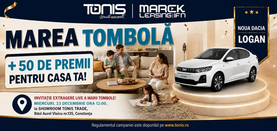 Marea Tombolă TONIS: o Dacia Logan nouă și 50 de premii, cu extragere live în ajunul Crăciunului