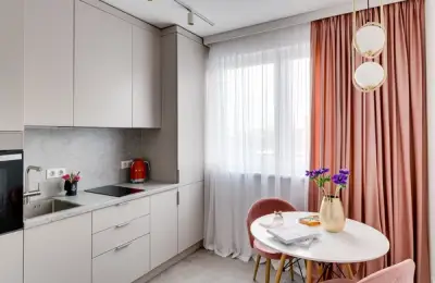 Modern Apartment Design: 2 Bedrooms with Gold and Dusty Rose Accents