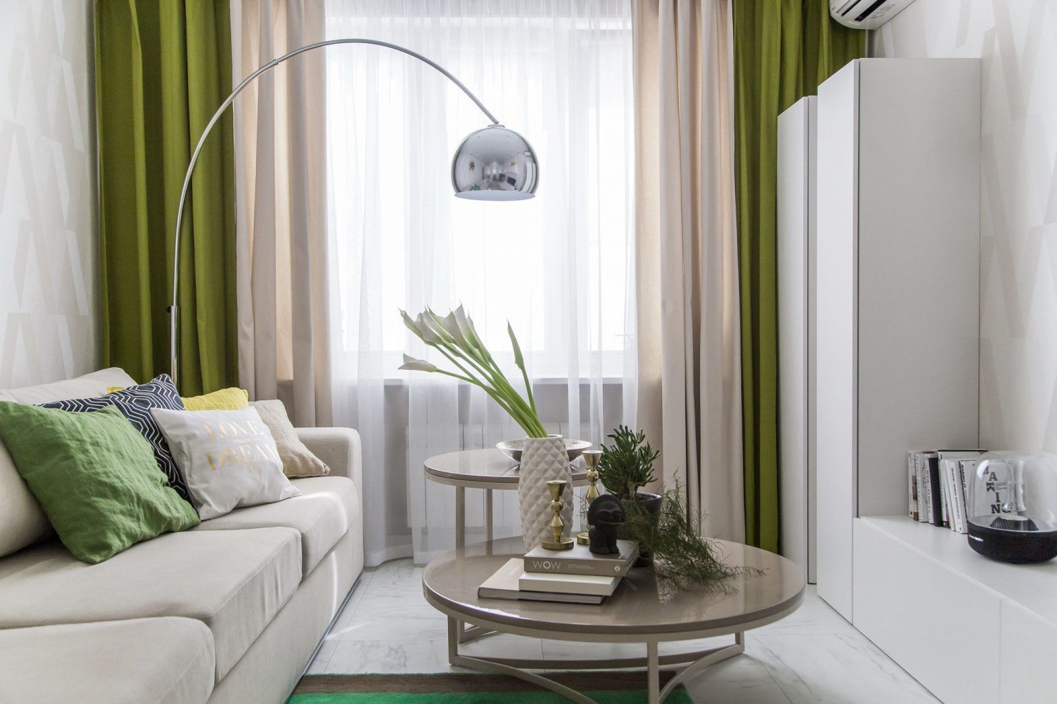 Verde si contemporan, amenajarea unui apartament cu 2 camere de mici dimensiuni