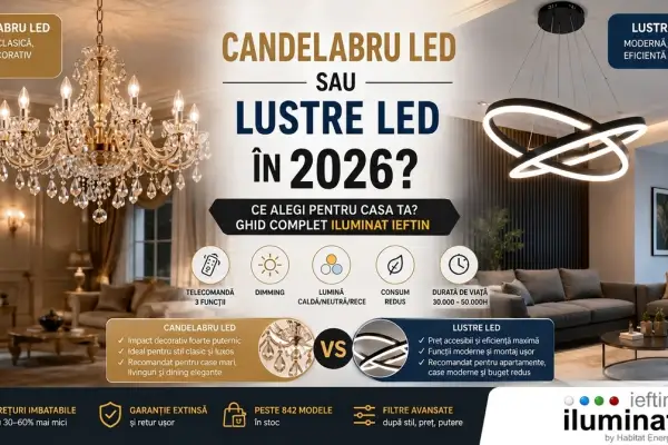Candelabru sau Lustra LED în 2026? Sfaturi de la Iluminat Ieftin