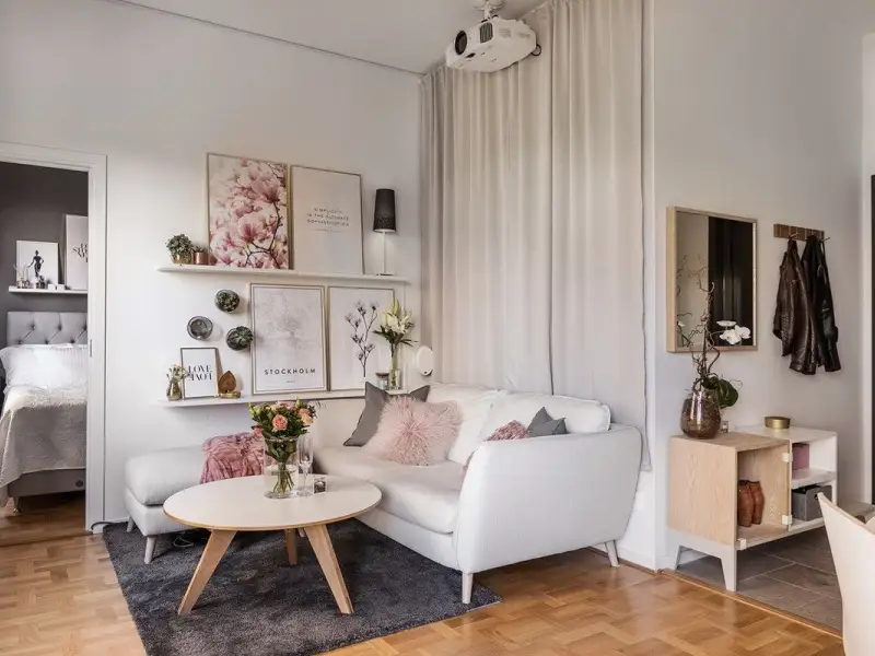 Tușe feminine in amenajarea unui apartament de 36 mp