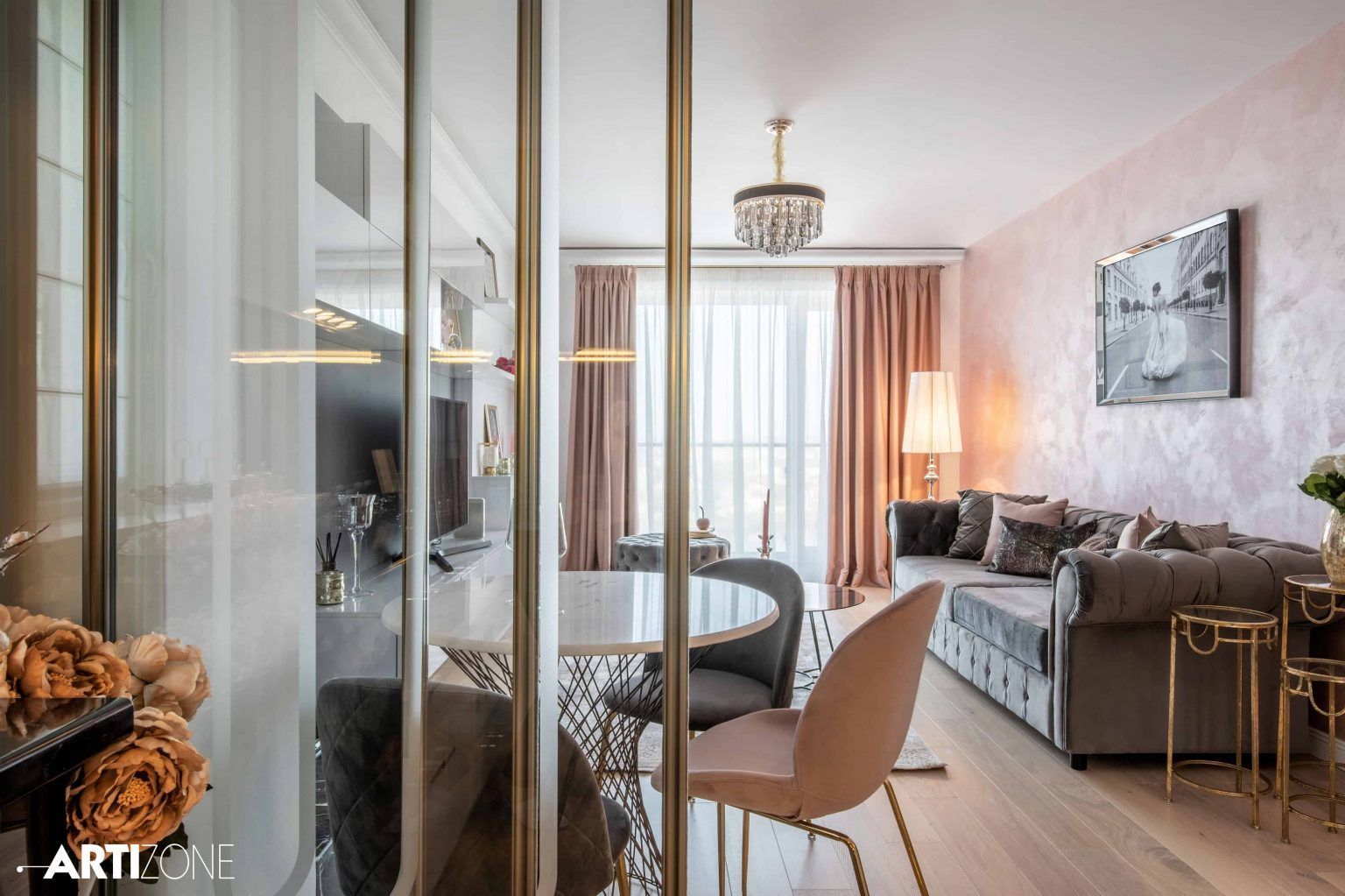 60 sqm Apartment Design: Glam Influences and Gold Accents