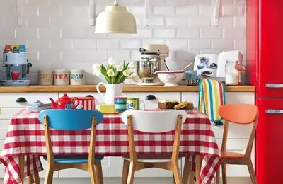 joy a Warm and Welcoming Kitchen in White and Red