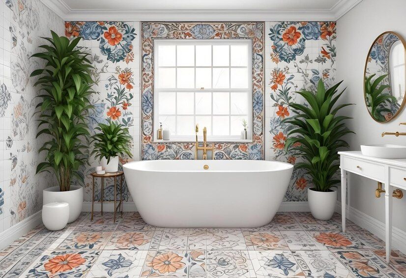 Plăci ceramice cu modele geometrice sau florale: un strop de artă în baia ta