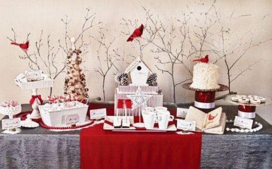 Christmas Decorations in Red and Gray
