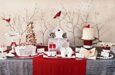 Christmas Decorations in Red and Gray