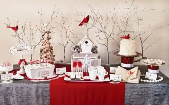 Christmas Decorations in Red and Gray