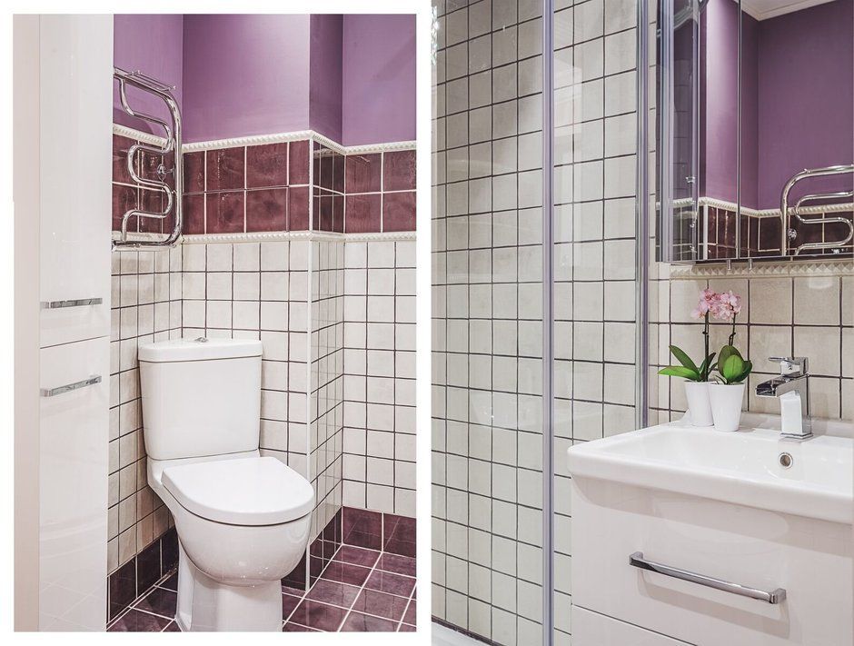 A 3 Square Meter Bathroom Designed with Purple