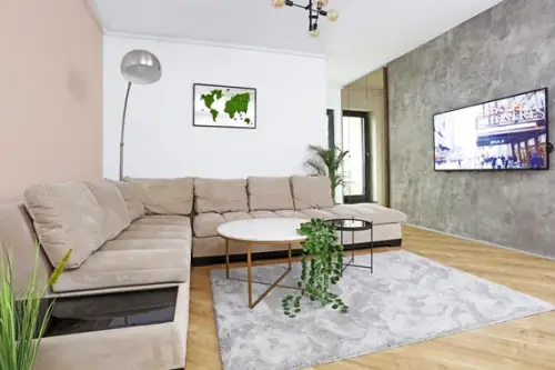 Apartament modern de trei camere amenajat in tonuri neutre