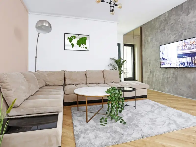 Apartament modern de trei camere amenajat in tonuri neutre