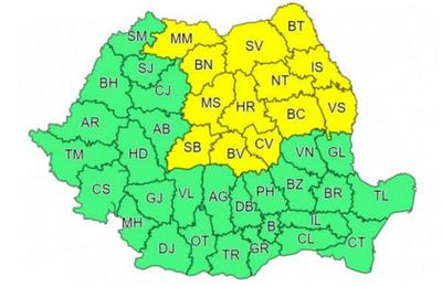 Ger în 13 județe din centrul și nord-estul țării. Meteorologii anunță temperaturi de până la -25 de grade