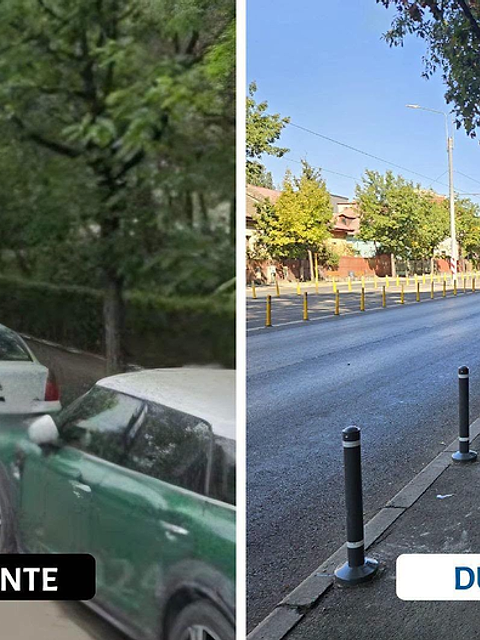 Trotuare eliberate pentru pietoni. Stâlpișori anti-parcare montați pe 10 artere importante din București