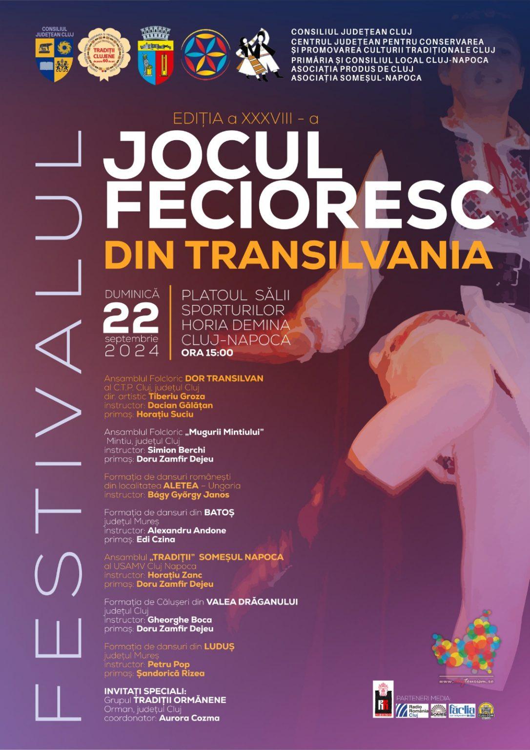 Duminică, 22 septembrie 2024, la Cluj-Napoca, are loc cea de-a 38-a ediție a Festivalului Jocului Fecioresc din Transilvania