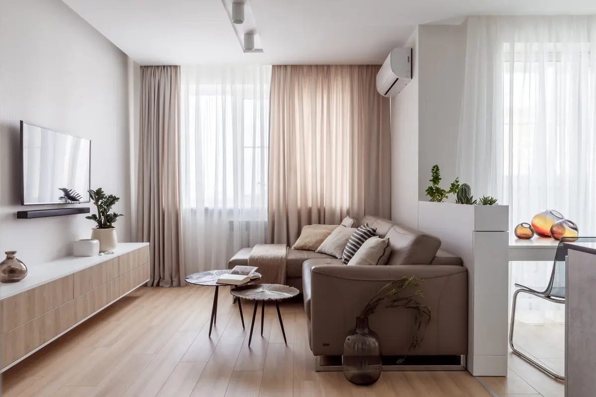 Amenajare minimalista apartament mic Confort si eleganta in nuante pastelate