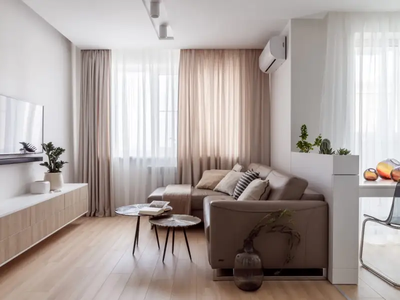 Amenajare minimalista apartament mic Confort si eleganta in nuante pastelate