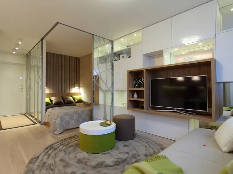 Amenajare inedita a unui spatiu de dormit intr-o garsoniera de 34mp