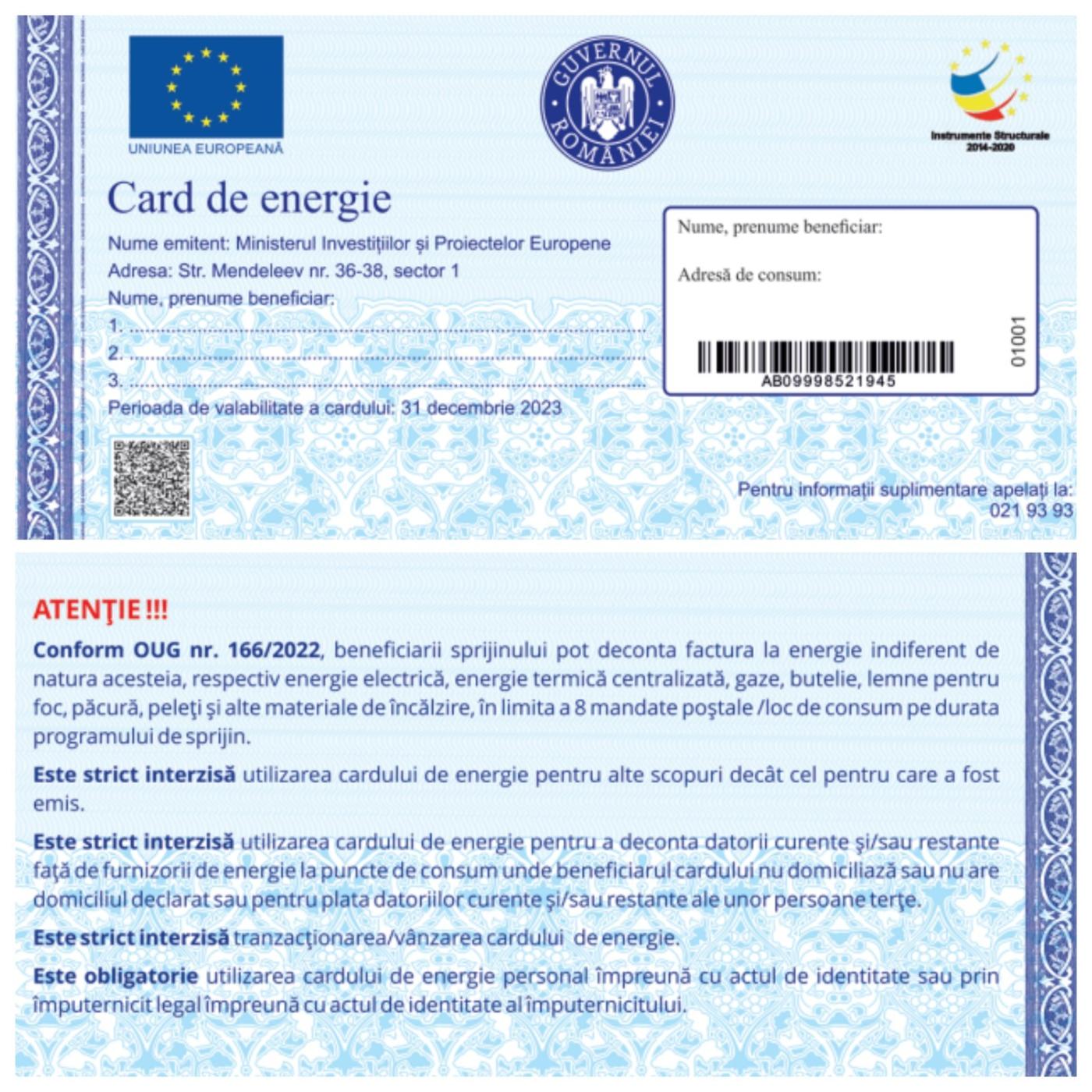 Ministerul Proiectelor Europene: Peste 2 milioane de plăţi cu cardul de energie/ Boloş: Vrem să permitem şi plata datoriilor vechi