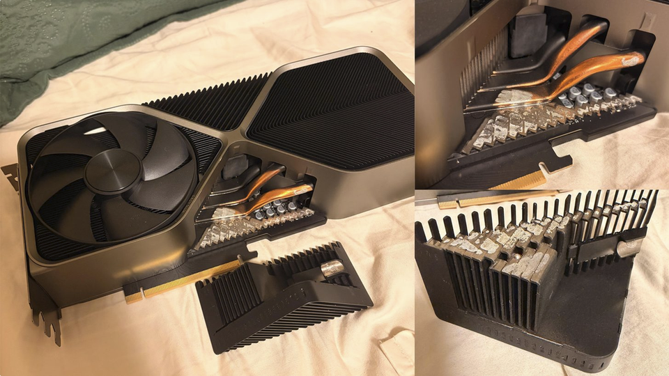 O bucată din radiatorul unei plăci RTX 4090 Founders Edition s-a desprins în timpul transportului