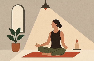 Spațiu de yoga cu lumină reglabilă – spa wellness personal