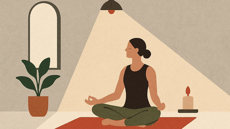 Spațiu de yoga cu lumină reglabilă – spa wellness personal