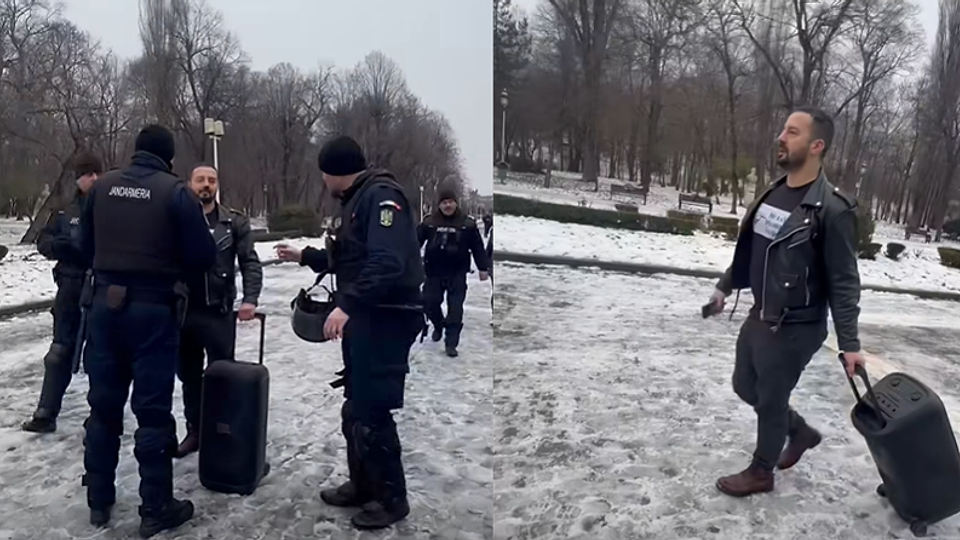 VIDEO | Instigatorul Adrian Băzăvan a vrut să se ducă iar să bage bățul prin gard, de data asta la miile de români care au sărbătorit Unirea Principatelor alături de Călin Georgescu. A fost săltat de jandarmi înainte de a-și duce la îndeplinire planul