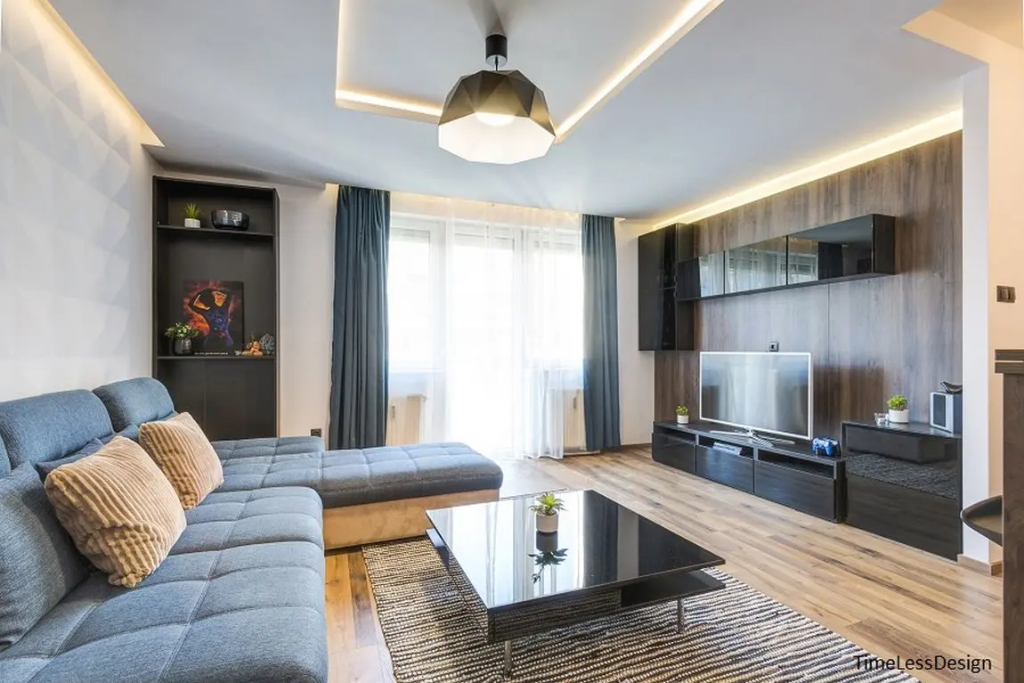 Design modern cu motiv geometric intr-un apartament de 52 mp