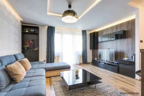 Design modern cu motiv geometric intr-un apartament de 52 mp