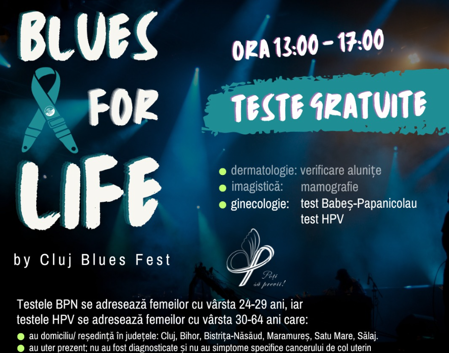 Testare Papanicolaou gratuită în cadrul evenimentului ”Blues for Life” din data de 24 noiembrie