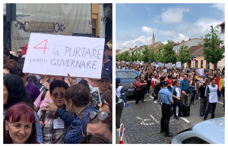 Protestele continuă! Mii de profesori s-au adunat ieri în Piața Unirii din Cluj-Napoca